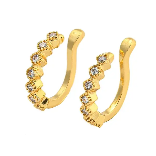 Brass Micro Pave Cubic Zirconia Cuff Earrings