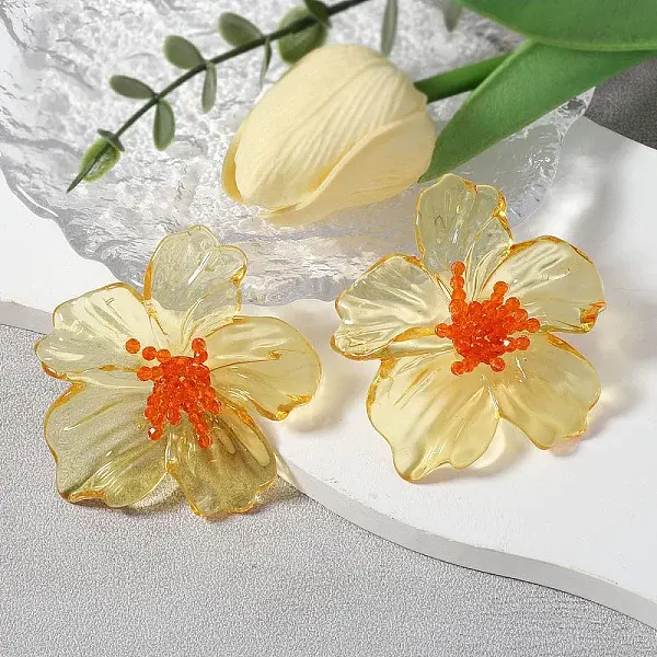 Flower Transparent Acrylic Stud Earrings