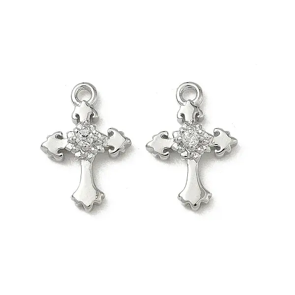 Brass Micro Pave Clear Cubic Zirconia Pendants