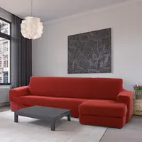 Super strečové potahy NIAGARA cihlová sedačka s otomanem vpravo (š. 200 - 300 cm)