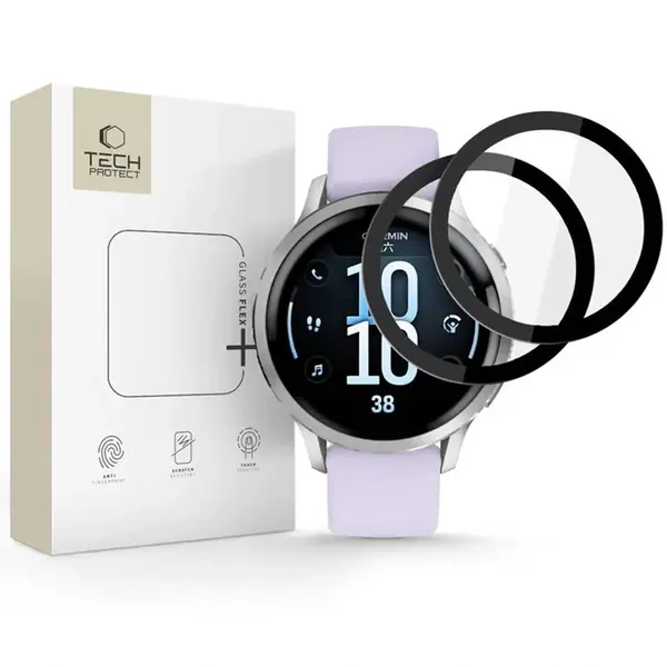 Tech-Protect Glass Flex+, Garmin Venu 4 (41 mm), černé, 2 kusy
