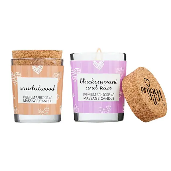 MAGNETIFICO enjoy it! Masážní svíčka Sandalwood + Blackcurrant-kiwi 2x70 ml