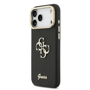 Zadní kryt Guess PU Grained 4G Logo Stand Camera Frame pro Apple iPhone 17 Pro Max, černá
