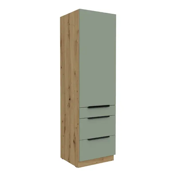 Vysoká potravinová skříňka Aria 60 DKS-210 3S 1F - Premium Box Barva korpusu: Dub artisan, Barva dvířek: SA - Aquamarine AFM