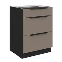 Spodní skříňka Aria 60 D 3S BB - Premium Box Barva korpusu: Černá, Barva dvířek: TA - Sandgrau AFM