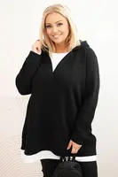 Kesi Dámská mikina s kapucí a véčkovým výstřihem Plus Size černá