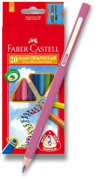 Farbičky Faber-Castell Junior Triangular - 20 farieb + orezávadlo