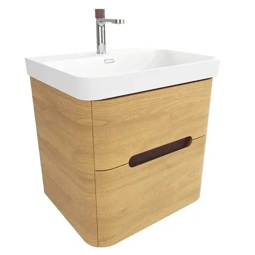 Kúpeľňová skrinka s umývadlom SAT Fusion 57,5x53x45 cm dub medový mat SATFUSION260DMUBA