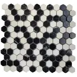 Kamenná mozaika Premium Mosaic Stone černobílá 28x30 cm mat STMOSHEXW