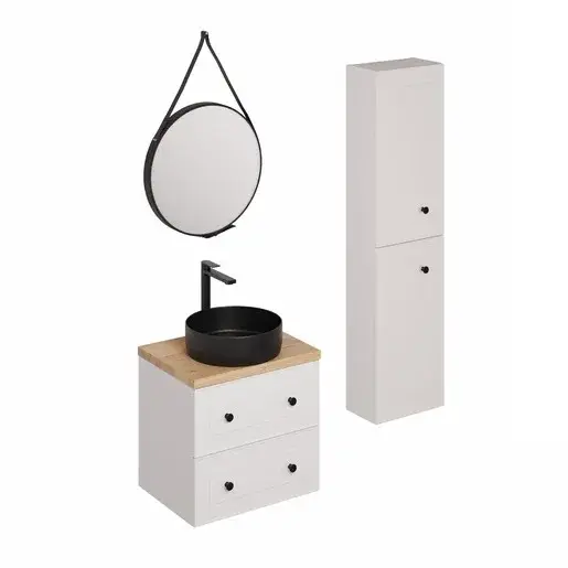 Kúpeľňová zostava s umývadlom vrátane umývadlovej batérie, vtoku a sifónu Naturel Forli biela KSETFORLI7