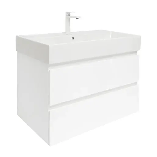 Kúpeľňová skrinka s umývadlom SAT B-Way 79x50x45 cm biela lesklá BWAY280WU2BBI