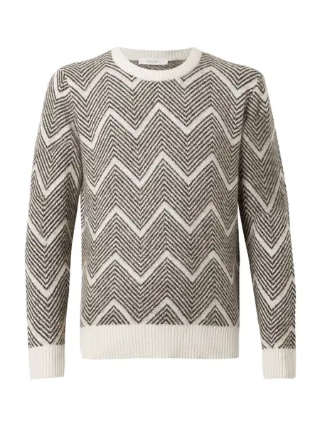 SELECTED Sveter 'SLHRAI'  tmavohnedá / biela