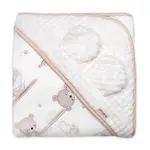 Baby Nellys Zavinovací deka s kapucí a oušky, Malý medvídek, bavlna/luna, smetanová