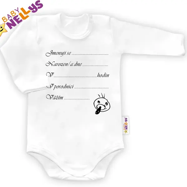 Baby Nellys Body dl. rukáv vel. 80, ® - bílé - Narodil jsem se...