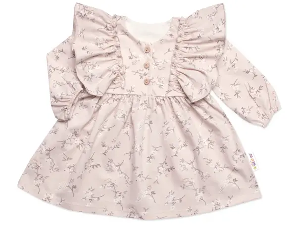 Dívčí šaty dlouhý rukáv s volánky Sára, bavlna, , cappucino, vel. 92