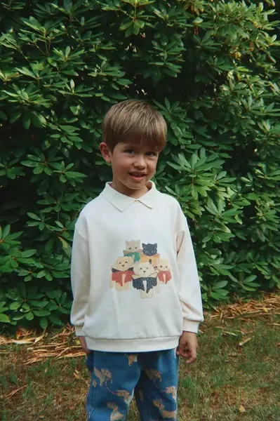 Dětské bavlněné tričko s dlouhým rukávem Konges Sløjd SPOTTY LS POLO GOTS