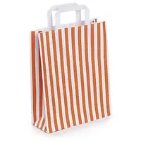 50 x Taška z kraftového papíru 260 x 330 x 100 mm s oranžovými pruhy