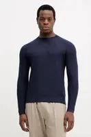 Svetr z vlněné směsi Sisley pánský, tmavomodrá barva, 1041S104H