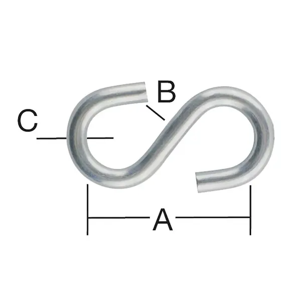 S-hák 40 x 8 x 5 mm zn 2 ks