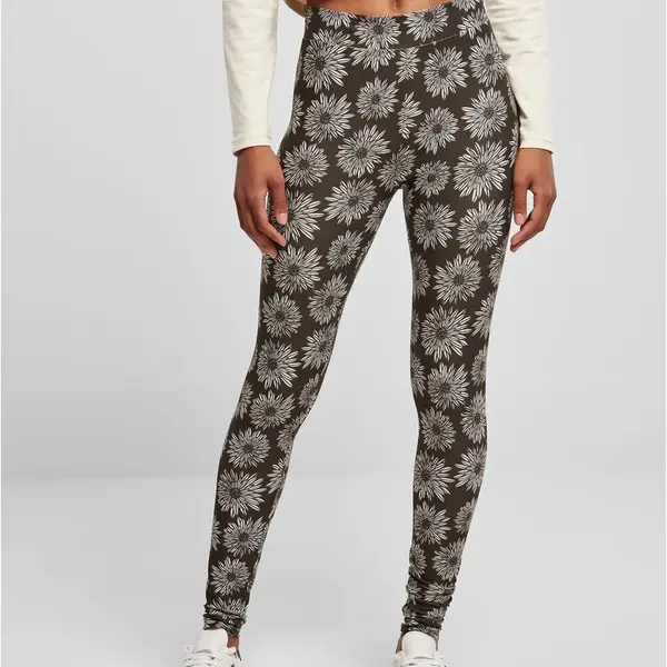Women's Soft Leggings AOP Brown Chamomile