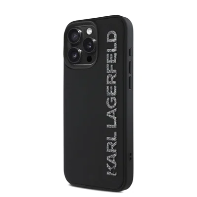 Zadní kryt Karl Lagerfeld 3D Rubber Glitter Logo Karl pro Apple iPhone 15 Pro, černá