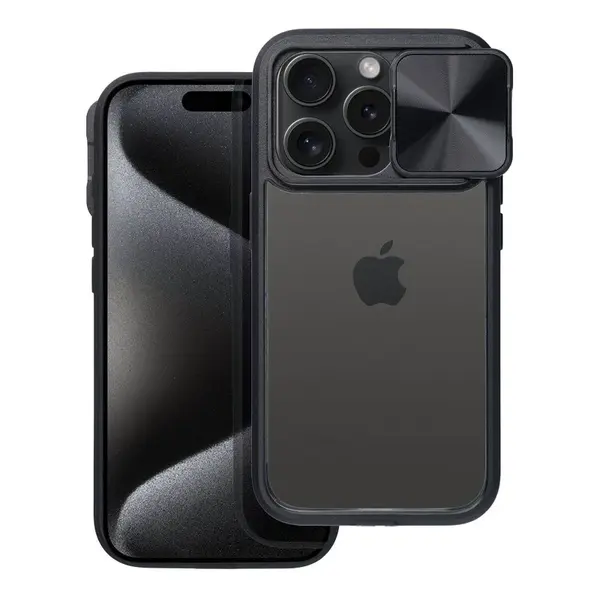 Ochranný zadní kryt SLIDER case pro Apple iPhone 15 Plus, černá