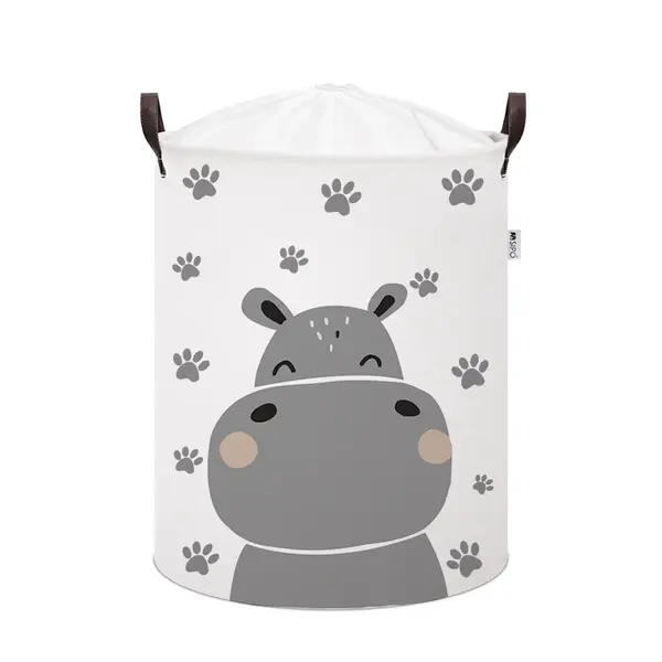 SIPO Koš na hračky se šňůrkou, skládací bavlněný / 43 l, Hippo