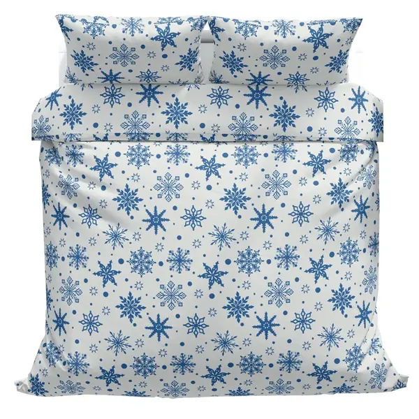 Bavlnené obliečky Vločky modrobiele 140x200, 70x90 cm