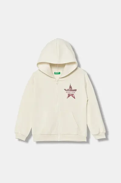 Dětská mikina United Colors of Benetton béžová barva, s aplikací, 39M2C505O