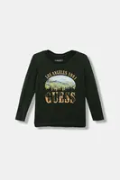 Dětské bavlněné tričko s dlouhým rukávem Guess