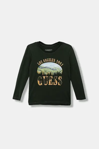Dětské bavlněné tričko s dlouhým rukávem Guess