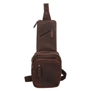 Pánská kožená taška přes rameno Greenwood Danes - tmavě hnědá