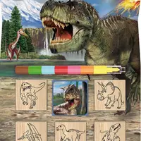Razítka 5+1 s voskovkou - Dinosauři