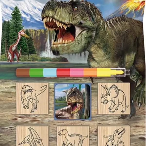 Razítka 5+1 s voskovkou - Dinosauři