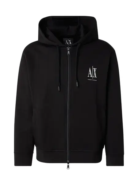 ARMANI EXCHANGE Tepláková bunda  čierna / biela