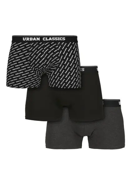 Urban Classics Boxerky  tmavosivá / čierna / biela