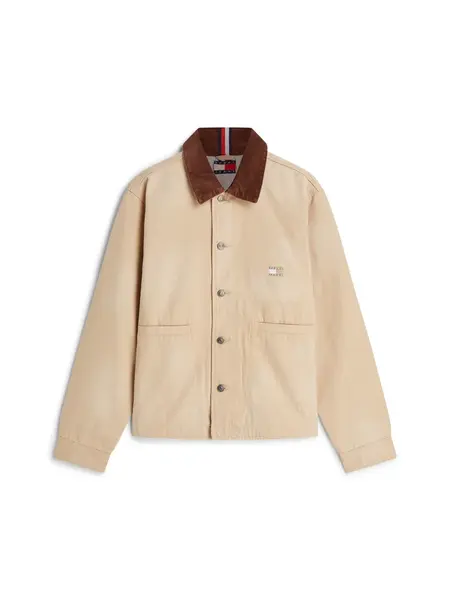 Tommy Jeans Prechodná bunda 'Contrast Collar Chore'  krémová / hnedá
