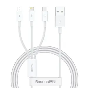 Datový kabel Baseus Superior Series Fast Charging USB-A - USB-C/microUSB/Lightning 3.5A 1m Stellar, bílá