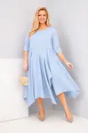 Plus size šaty s asymetrickým lemem modré