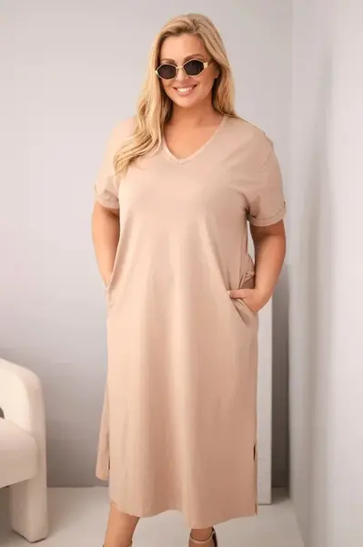 Kesi dámské plus size šaty s V-výstřihem