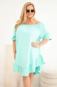 Dámské plus size šaty s volánem mátové