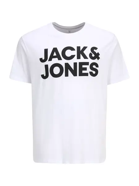 Jack & Jones Plus Tričko 'JJECORP'  čierna / biela