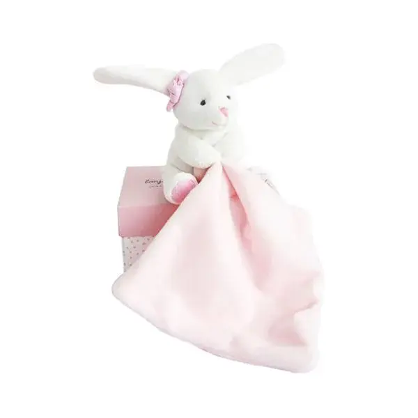 Doudou Dárková sada růžová - zajíček s muchláčkem 10 cm
