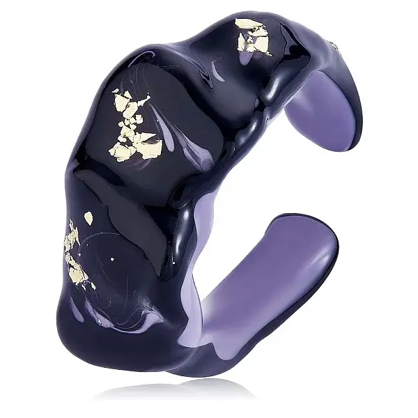 Glitter Enamel Twist Wave Open Cuff Ring