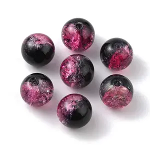 Two Tone Transparent Crackle Glass Beads