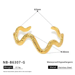 Hammered 304 Stainless Steel Cuff Bangles for Women