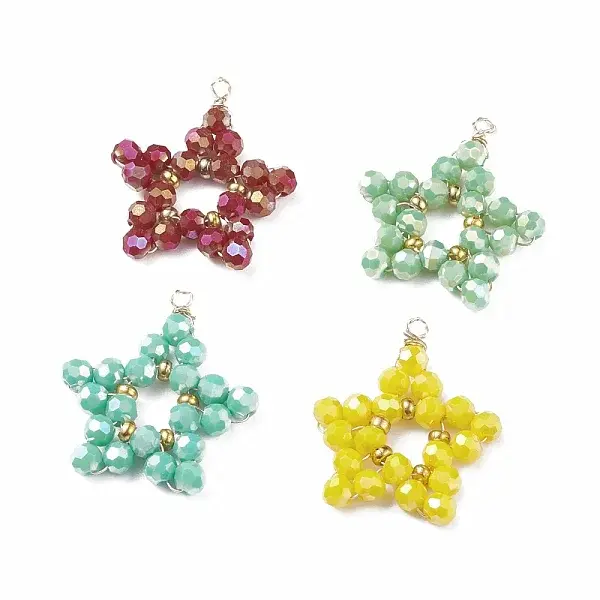 Faceted Round Full Plated Electroplate Glass Pendants