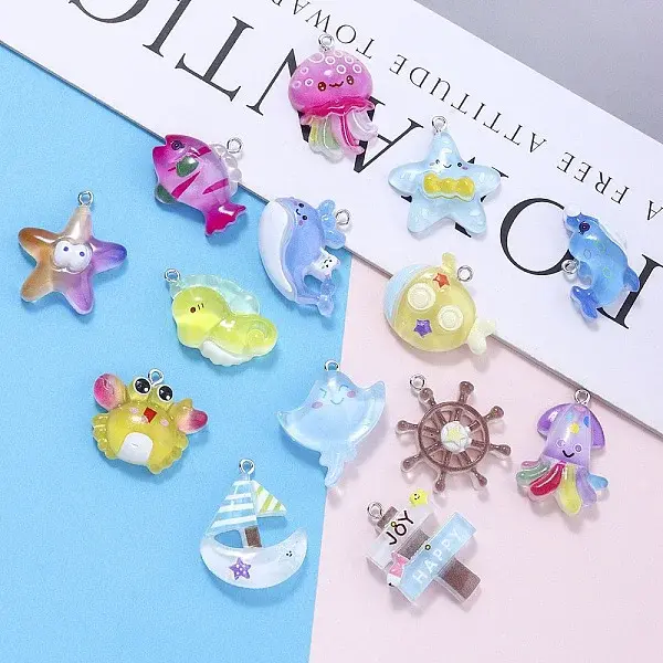 Ocean Theme Transparent Resin Pendants