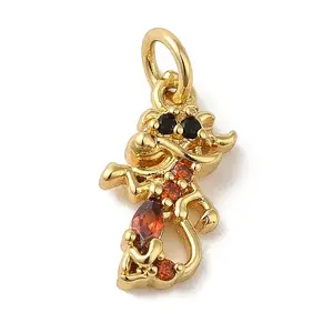 Brass Micro Pave Red Cubic Zirconia Pendants