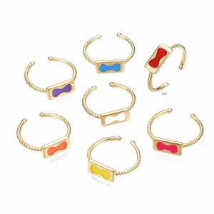 Brass Enamel Cuff Rings